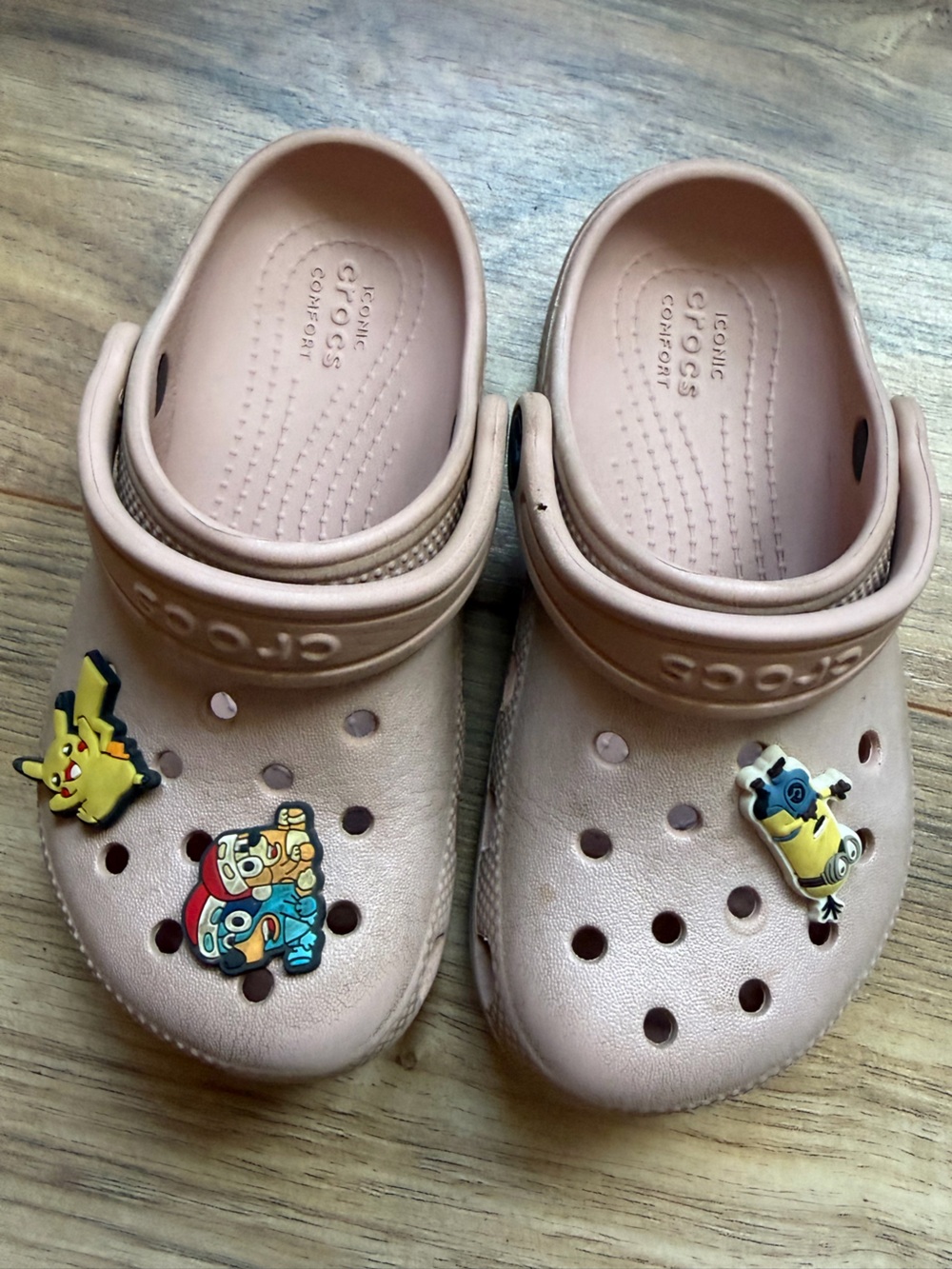 CROCS Kids Classic Clog in Blush Pink with Character Jibbitz
